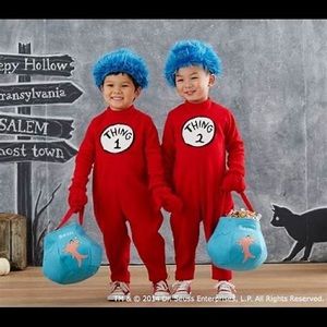 Pottery Barn Dr. Seuss Thing 1 and Thing 2 costumes Twin Costumes SIZE 12-24 mth